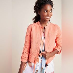 Anthropologie Women’s Orange Long Sleeve Full Zip Cropped Jacket Size M